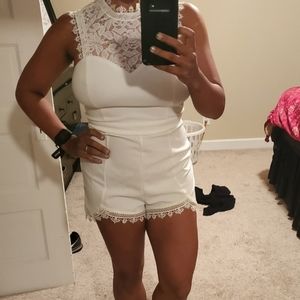 Forever 21 Lace Top Shorts Romper Size M